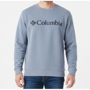 Columbia Men's L Blue Fleece Crew Neck Sweatshirt Logo Pullover Sweater Large